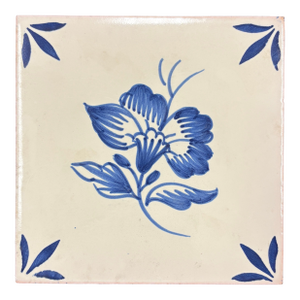 Floral Blue & Ivory Glossy Decorative Ceramic Tile