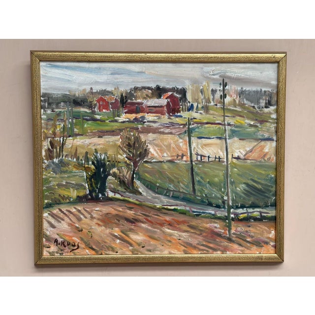 Alexander Roos, Landscape, 1950s, Oil Painting on Panel, Framed For Sale - Image 12 of 18