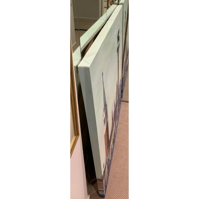 Blue 1990s Realist Architectural Painting of St. Mark's Square For Sale - Image 8 of 13