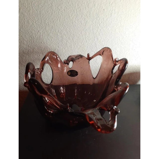 1980s White Murano Italy Amethyst Freeform Vase For Sale In Dallas - Image 6 of 6