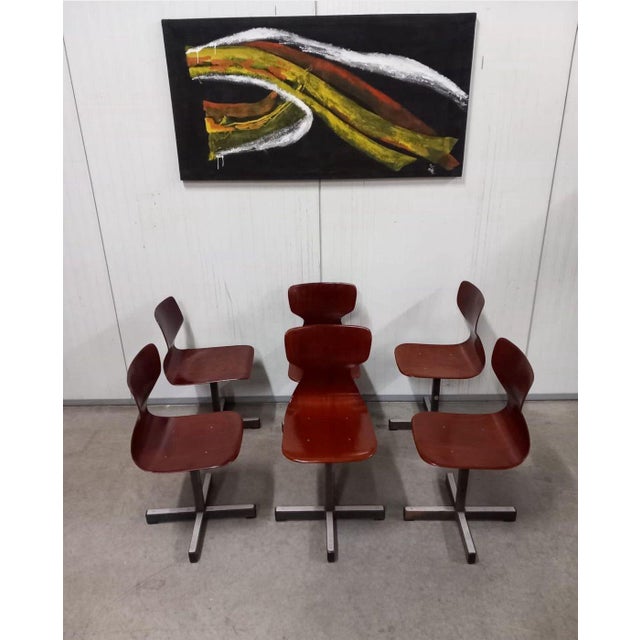 Pagholz Mid-Century Modern Pagholz Chairs with Molded Plywood Seats and Steel Bases, 1960s, Set of 6 For Sale - Image 4 of 11