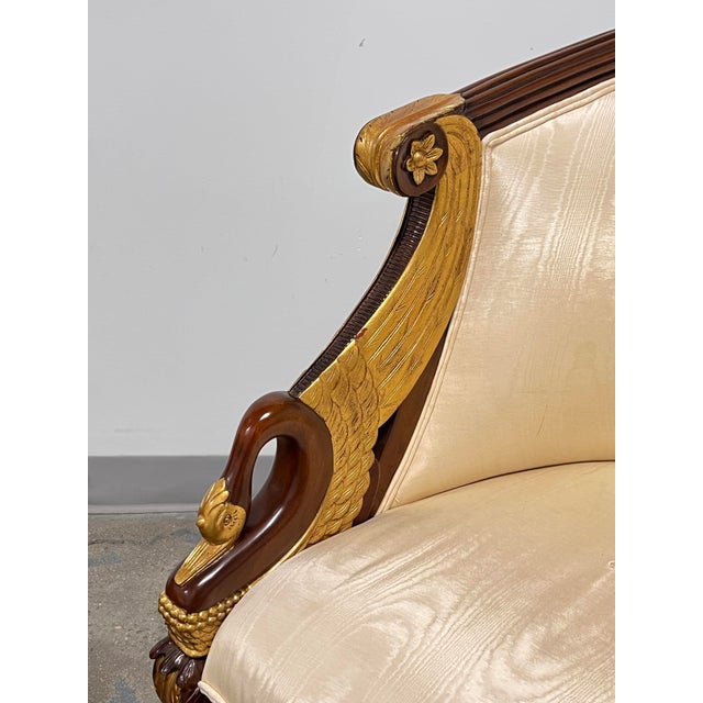 Maitland - Smith Maitland-Smith Bergère Lounge Chairs With Gilt Parcel Swan Heads - A Pair For Sale - Image 4 of 14
