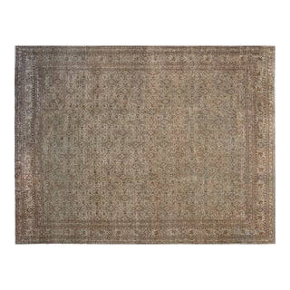 Authentic Persian Tabriz Brown Handmade Wool Rug For Sale