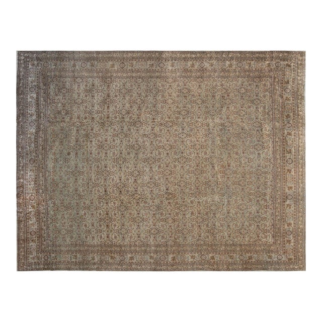 Authentic Persian Tabriz Brown Handmade Wool Rug For Sale