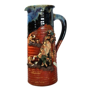 Antique Sumida Ware of a Pitcher With Thirteen Monkeys For Sale