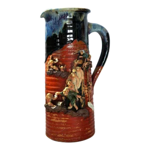 Antique Sumida Ware of a Pitcher With Thirteen Monkeys