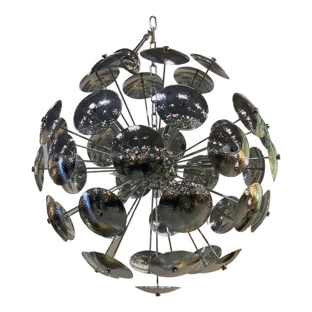 Contemporary Italian Hand-Made Brass Cap Sputnik Chandelier For Sale