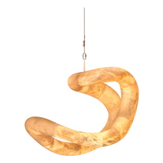 Aqua Fossil Light IV Pendant Lamp in Alabaster by Amarist Studio For Sale