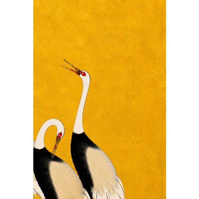 Japanese Crane Wall Art, Gold Decorative Bird Print, 24" X 36" For Sale - Image 4 of 11