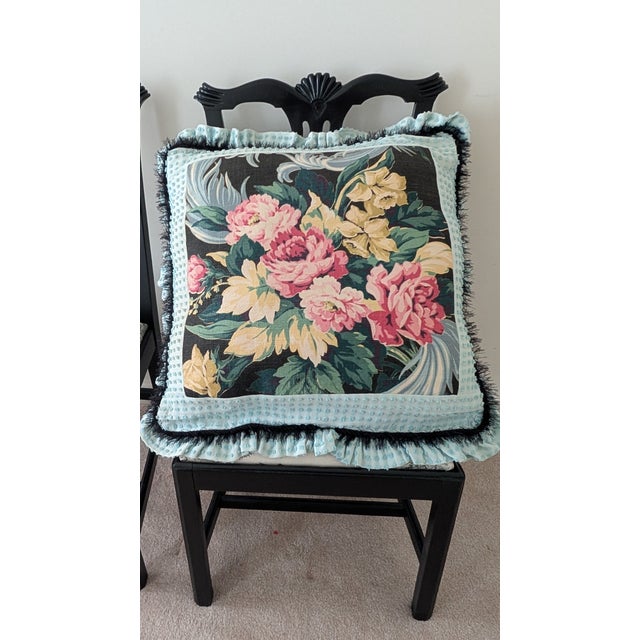 Shabby Chic Pair Custom Designed Euro Shams For Sale - Image 3 of 12