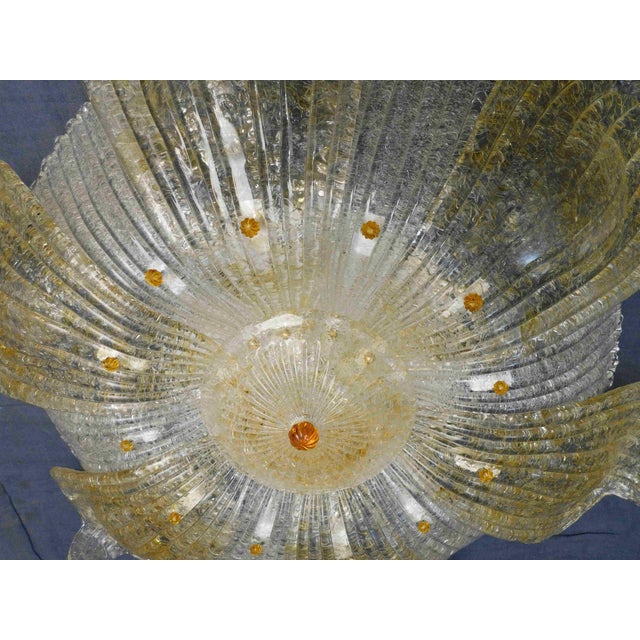 1960s 1960s Clear and Amber Graniglia Murano Flush Mount For Sale - Image 5 of 9