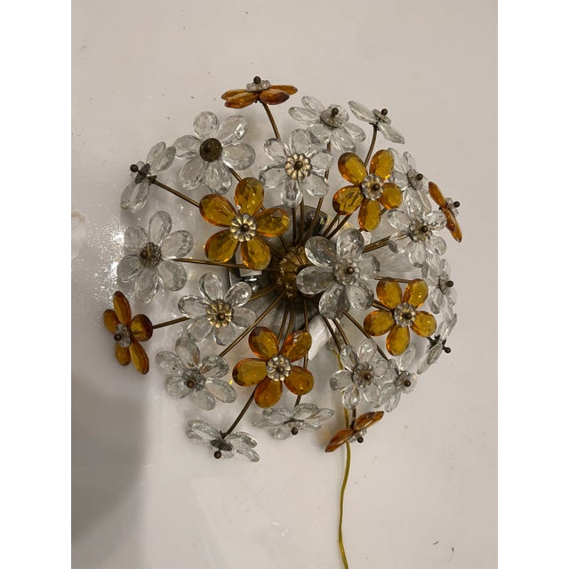 Murano flower flushmount 1960’s height 15 cm width 40 cm depth 40 cm features 3 lights requires e14 light bulbs new wiring...