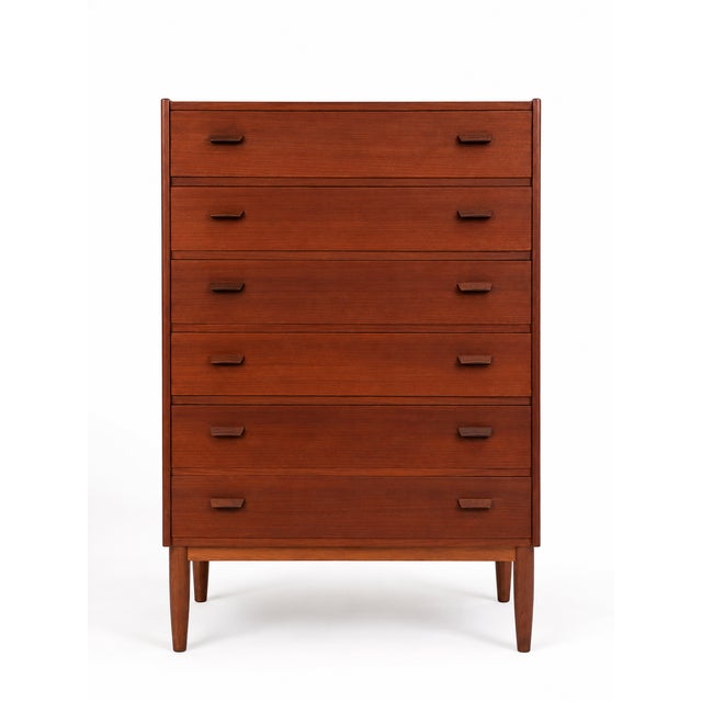Danish Teak High Chest of Drawers attributed to Poul Volther, Denmark, 1960s attributed to Poul M. Volther for Børge Mogensen For Sale - Image 6 of 6
