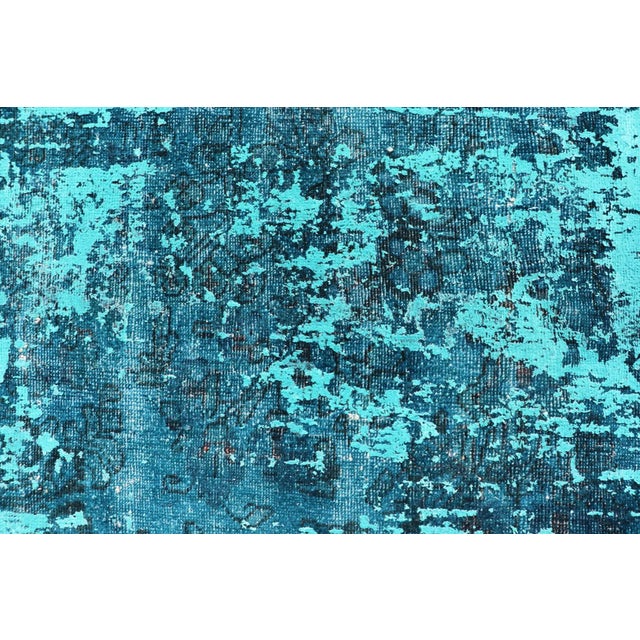Luxurious Modern Design Vintage Rug in Shades of Blue, Turquoise, Teal and Green For Sale - Image 9 of 13