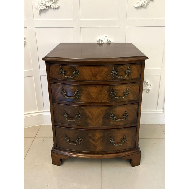 Antique Edwardian Figured Mahogany Bow Fronted Chest of Drawers, 1900 For Sale - Image 10 of 10