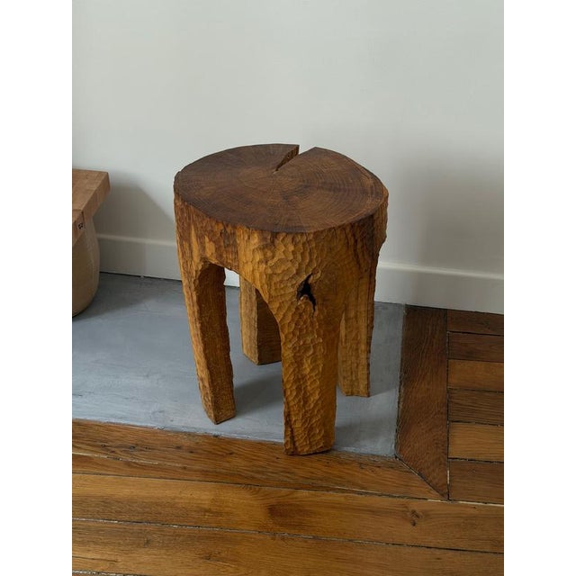 Oak Stool 1 by Romain Des Bois For Sale - Image 4 of 13
