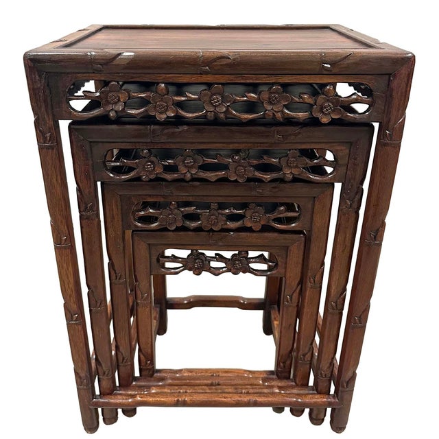 Early 20th Century Antique Chinese Nest of Four Nesting Tables, Hand-Crafted For Sale - Image 16 of 16