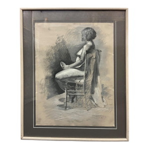 A Pastel Painting of a Seated Nude Signed by the Artist Circa, 1987