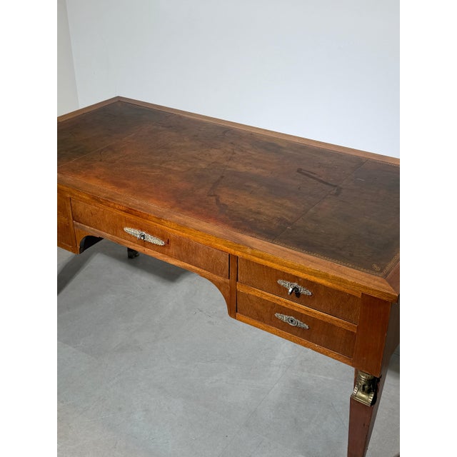 Empire French Executive Desk with Leather Top For Sale - Image 6 of 9