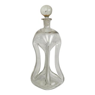 Mid-Century Danish Ribbed Glass Liquor Wine Decanter by Jacob Bang For Sale