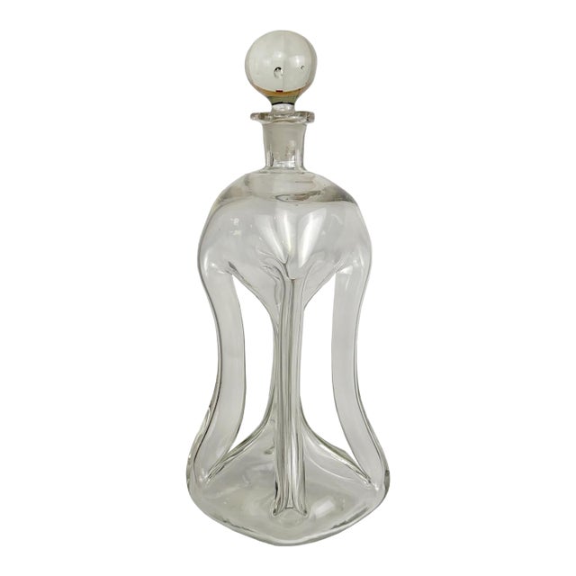 Mid-Century Danish Ribbed Glass Liquor Wine Decanter by Jacob Bang For Sale