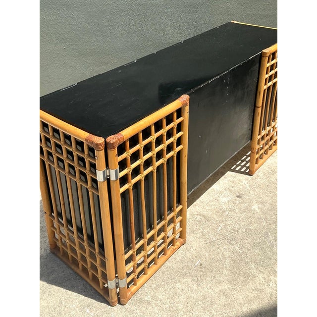 Vintage Rattan and Lacquered Wood Sideboard For Sale - Image 11 of 18