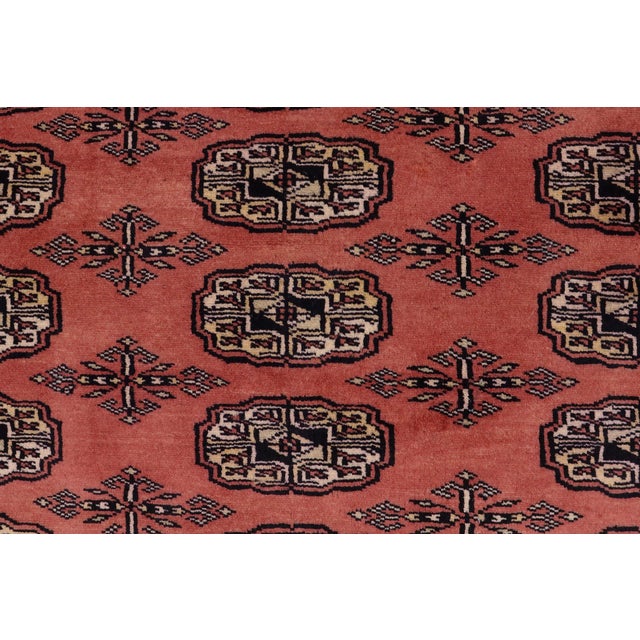 Southwestern Bokhara Desirae Pink Green Hand Knotted Rug For Sale In New York - Image 6 of 9
