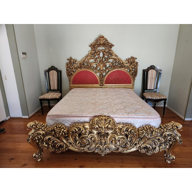 Italian Hand-Carved Gilt Bed | Baroque / Rococo Style For Sale - Image 15 of 16