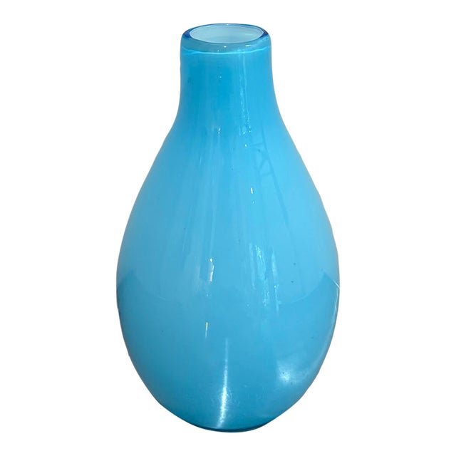 Mod Light Blue Opaque Glass Vase For Sale
