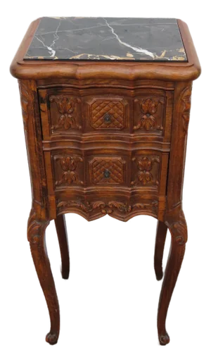 French Early 1900s Hand Carved Tall Narrow Nightstand End Table 6342