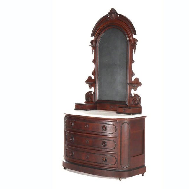 Berkey & Gay Antique Berkey & Gay School Victorian Walnut & Marble Dresser With Ebonized Trim, Attrbiuted For Sale - Image 4 of 14