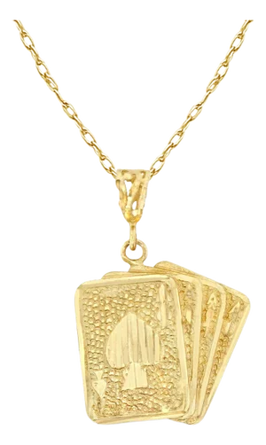 Four Aces with Diamond Cuts 10k Yellow Gold