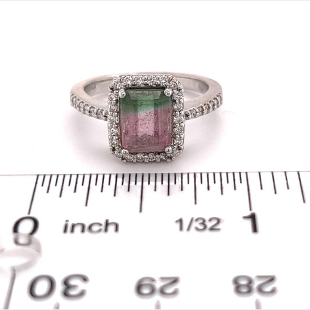 Watermelon Tourmaline Diamond Ring 14k Gold 1.82 TCW Certified, Size 7 For Sale - Image 11 of 11