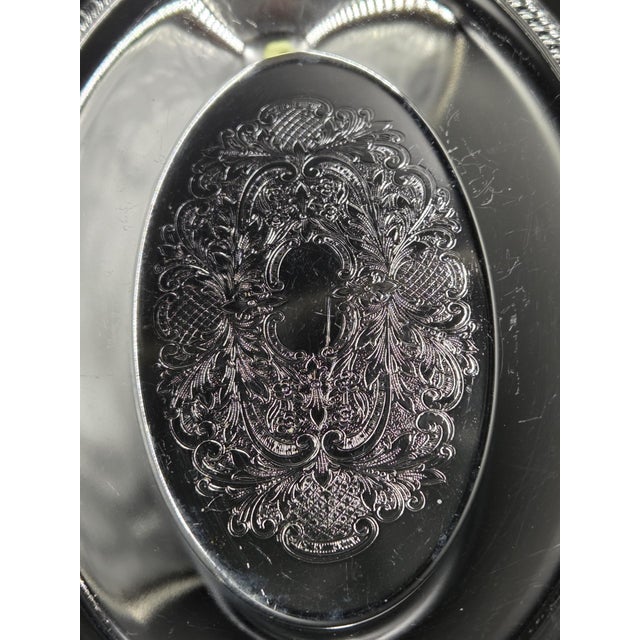 Vintage Ornate Silver-Plated Oval Serving Tray For Sale - Image 10 of 18