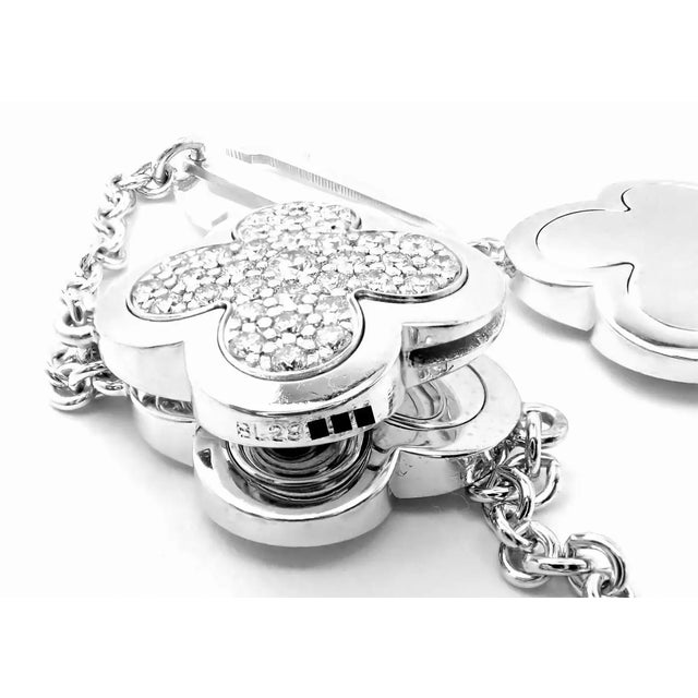 1990s Van Cleef & Arpels Pure Alhambra Nine Motifs Diamond White Gold Necklace For Sale - Image 10 of 11