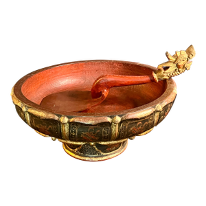 Mid 20th Century Large Ceremonial Offering Bowl With Serving Spatula