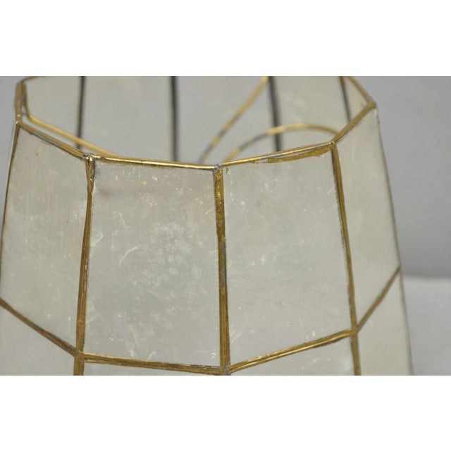 Vintage Italian Hollywood Regency Capiz Shell Gold 7.25 Round Clip on Lamp Shade For Sale - Image 10 of 18