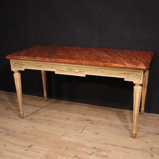 1950s 20th Century Louis XVI Lacquered and Painted Table, 1950s For Sale - Image 5 of 12