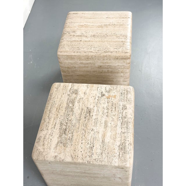 Vintage Travertine Cube Side Table, 1970s For Sale - Image 9 of 12
