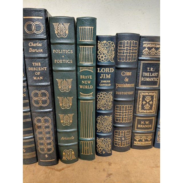 American Easton Press Leather Bound Books Set of 10 Blue/Green For Sale - Image 3 of 17