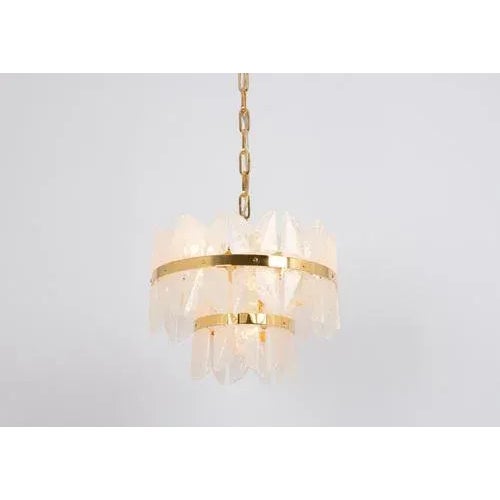 A wonderful gilt brass light fixture made by kalmar (series: corina), austria, manufactured, circa 1970-1979. Three tiers...