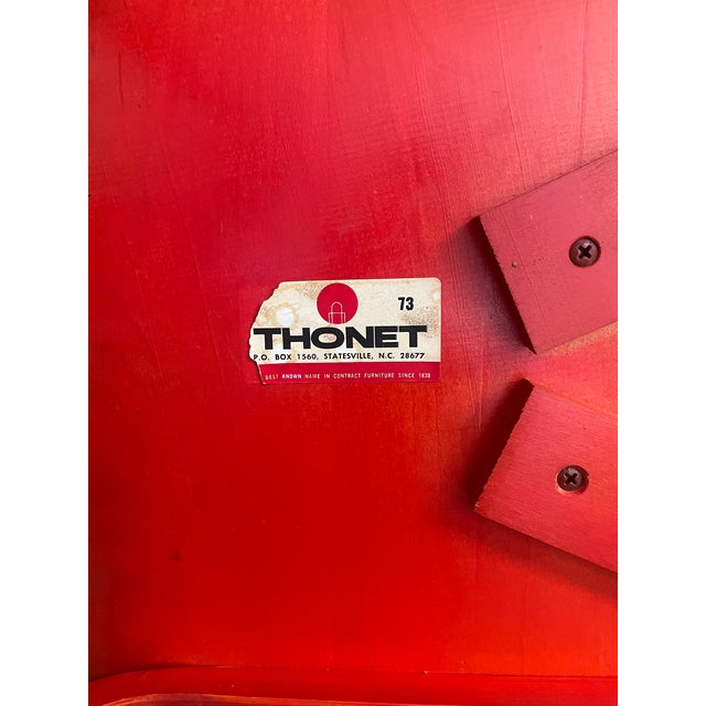 Red Mid-Century Beech Bentwood Thonet Dining Chairs For Sale - Image 8 of 9