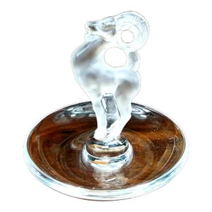 Lalique French Fine Crystal Big Horn Ram Dish