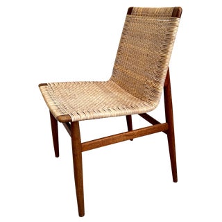 Vintage Teak and Rattan Chair by Jørgen Høj for Thorald Madsen, 1950s For Sale