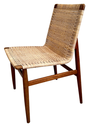 Vintage Teak and Rattan Chair by Jørgen Høj for Thorald Madsen, 1950s