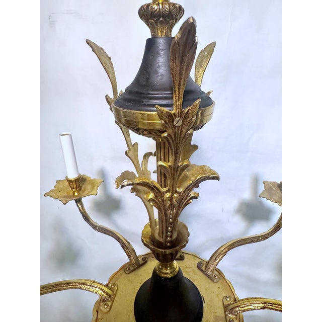 Brass 1930's Decorative Black and Bronze Chandelier For Sale - Image 8 of 11