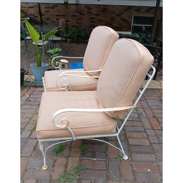 English Vintage Wrought Iron Patio Lounge Chairs, a Pair For Sale - Image 3 of 10