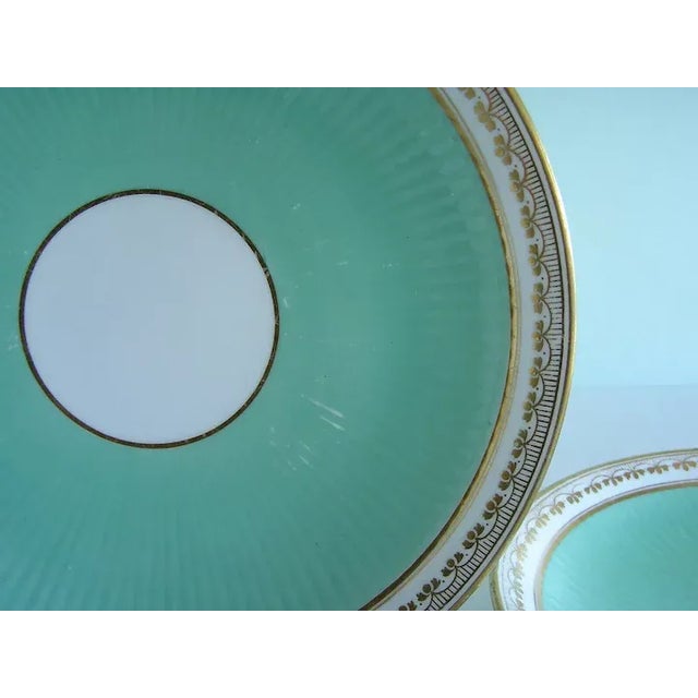 1850 Antique English Minton Porcelain Ribbed Turquoise Serving Plates - A Pair For Sale In New York - Image 6 of 10