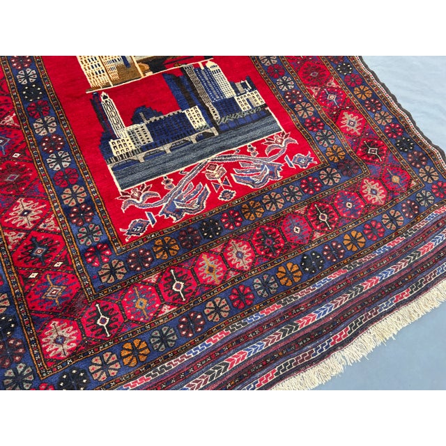 4'8" X 6'2" Vintage Afghan Hand-Knotted Tribal Wool Rug, Pictorial Display Rug For Sale - Image 10 of 12