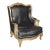 Maison Jansen Genuine Leather Gilt and Paint Decorated Grand Scale Bergere Chair For Sale